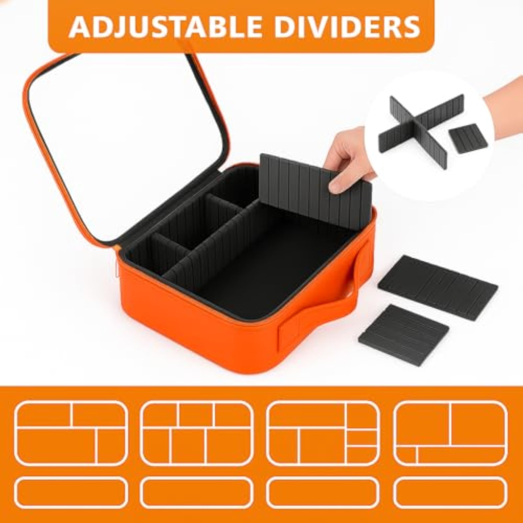 Transparent Makeup Case with Handle, Orange